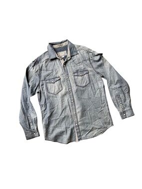 32 Bar Blues Men's Faded Denim Western Snap Shirt